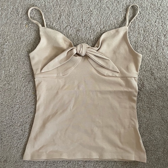 Express Beige Tie Front Tank Top Size X Small - Picture 1 of 7
